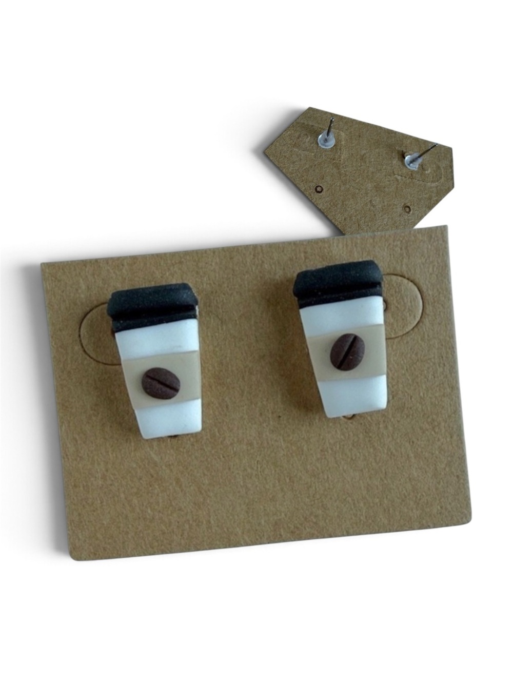 Handmade Polymer Clay Coffee Cup Stud Earrings